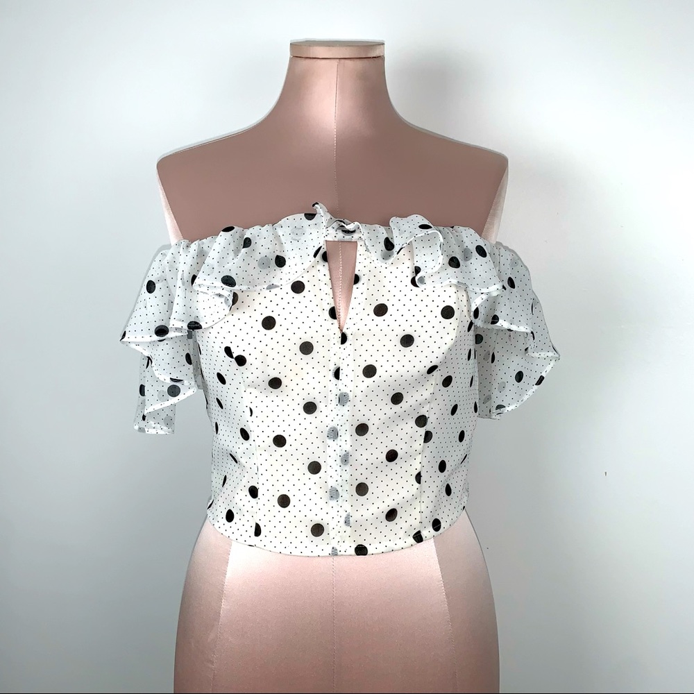 Off the Shoulder Polka Dot Top